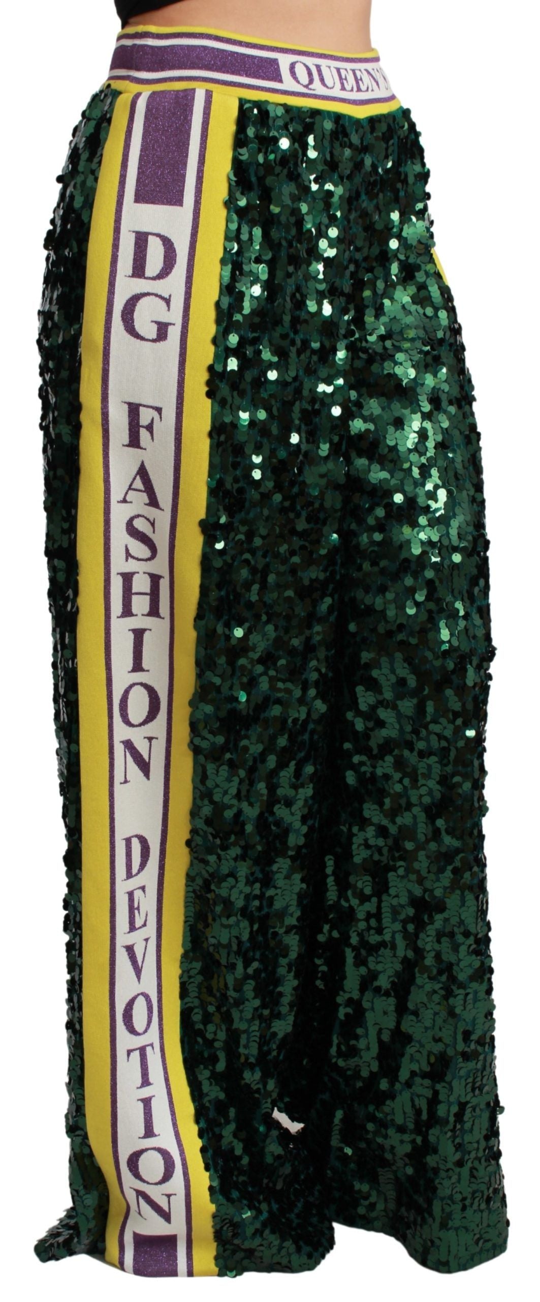Dolce & Gabbana Green Sequin Trousers Queens Angel Pants -   -  Dolce & Gabbana.