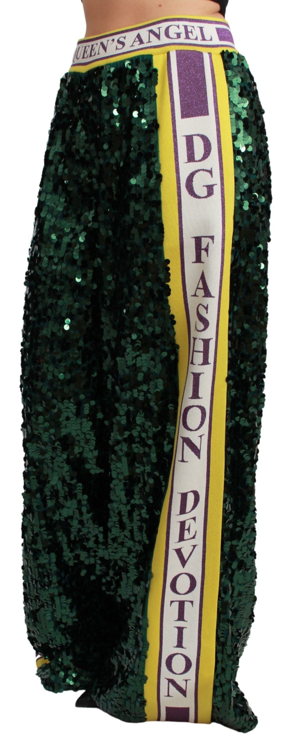 Dolce & Gabbana Green Sequin Trousers Queens Angel Pants -   -  Dolce & Gabbana.