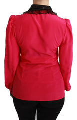 Dolce & Gabbana Pink Silk Black Sequin Lace Shirt Blouse -   -  Dolce & Gabbana.