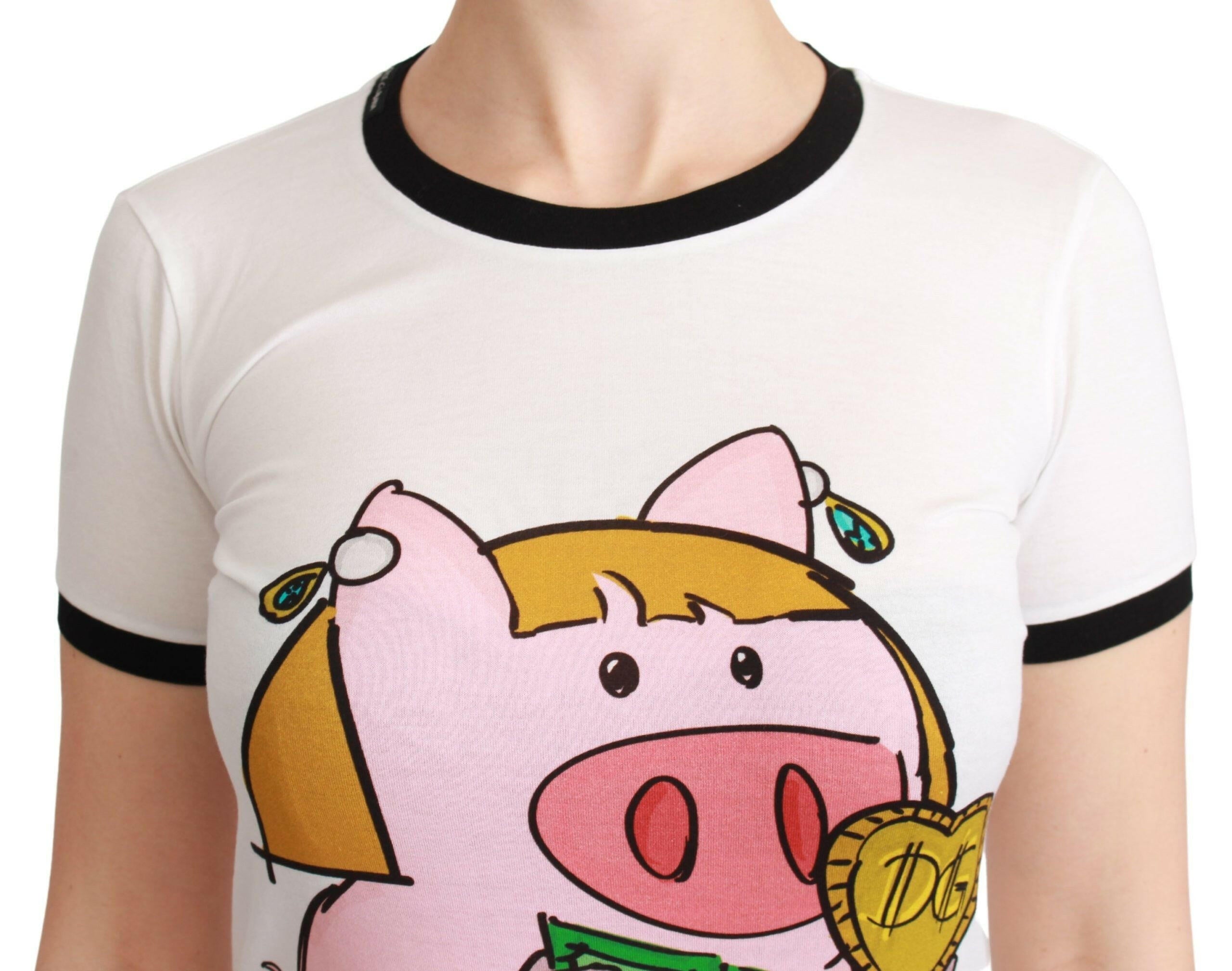 Dolce & Gabbana White YEAR OF THE PIG Top Cotton T-shirt -   -  Dolce & Gabbana.