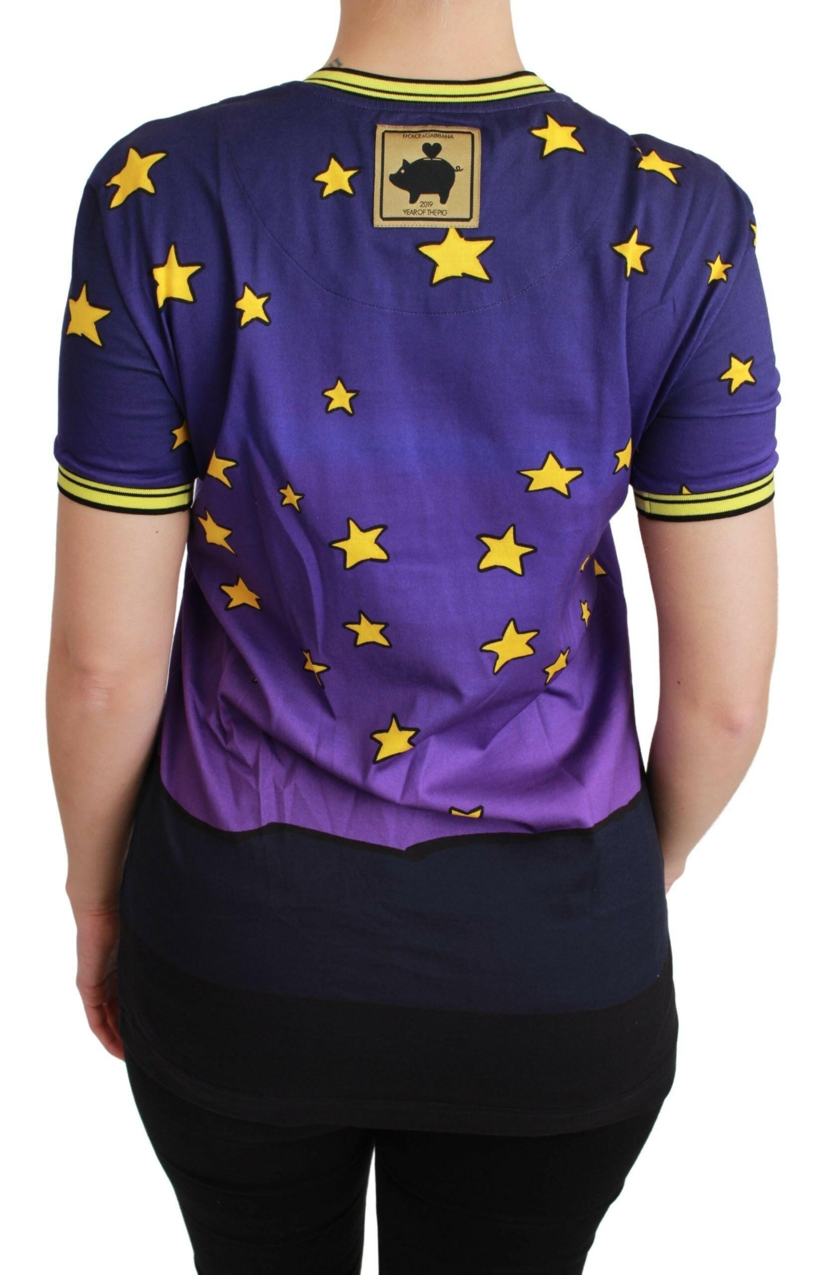Dolce & Gabbana Purple YEAR OF THE PIG Top Cotton T-shirt -   -  Dolce & Gabbana.