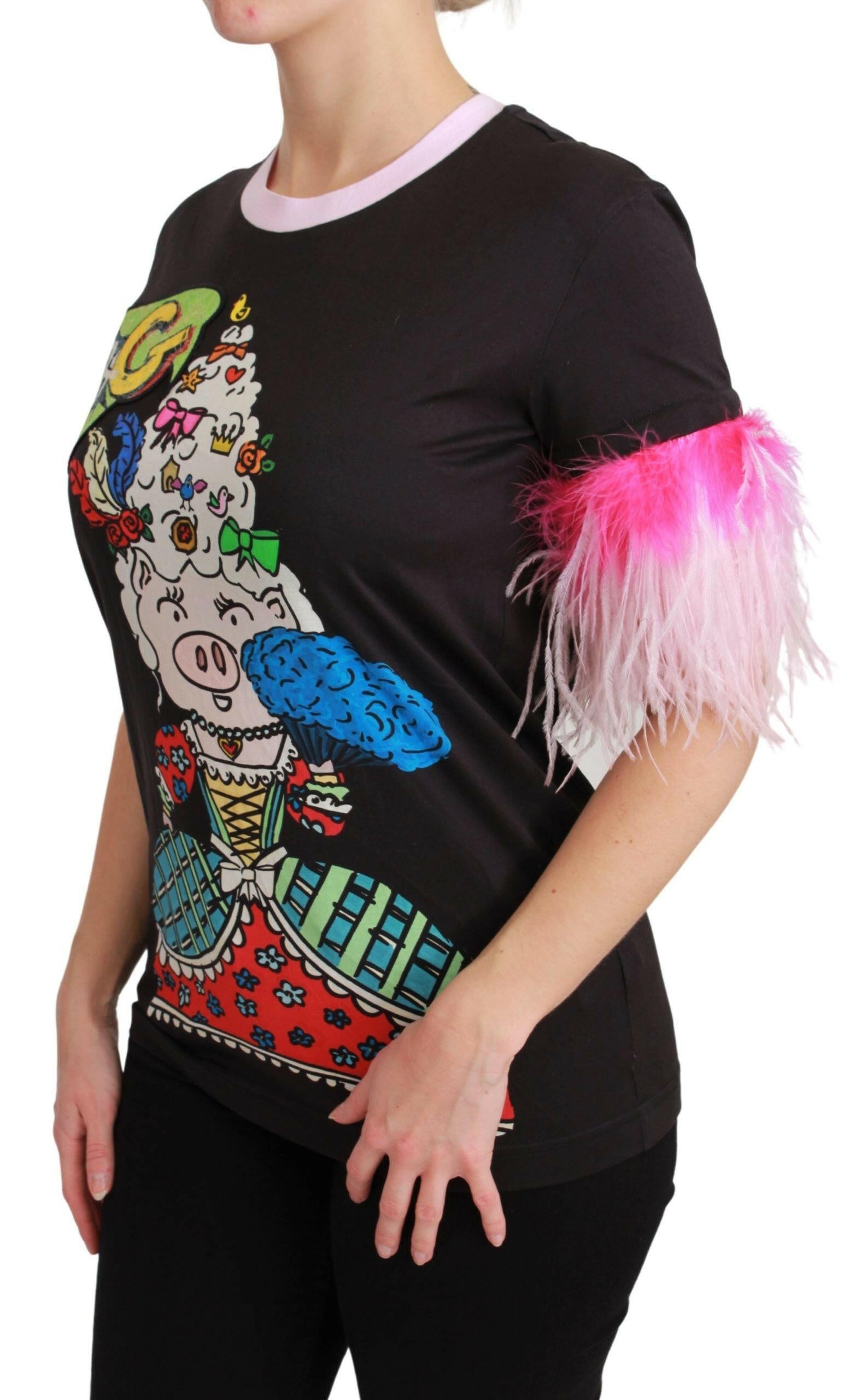 Dolce & Gabbana Black YEAR OF THE PIG Top Cotton  T-shirt -   -  Dolce & Gabbana.