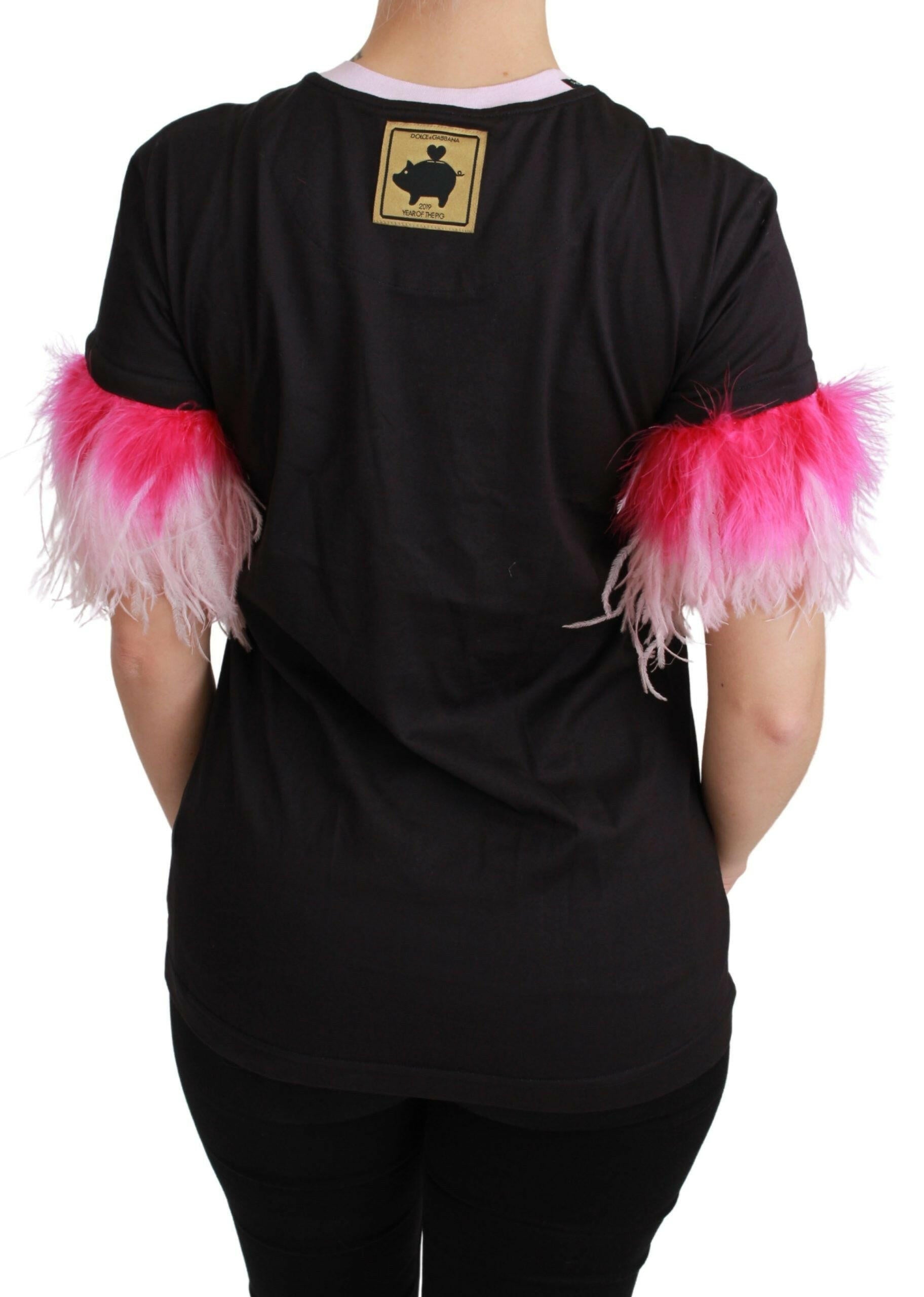 Dolce & Gabbana Black YEAR OF THE PIG Top Cotton  T-shirt -   -  Dolce & Gabbana.