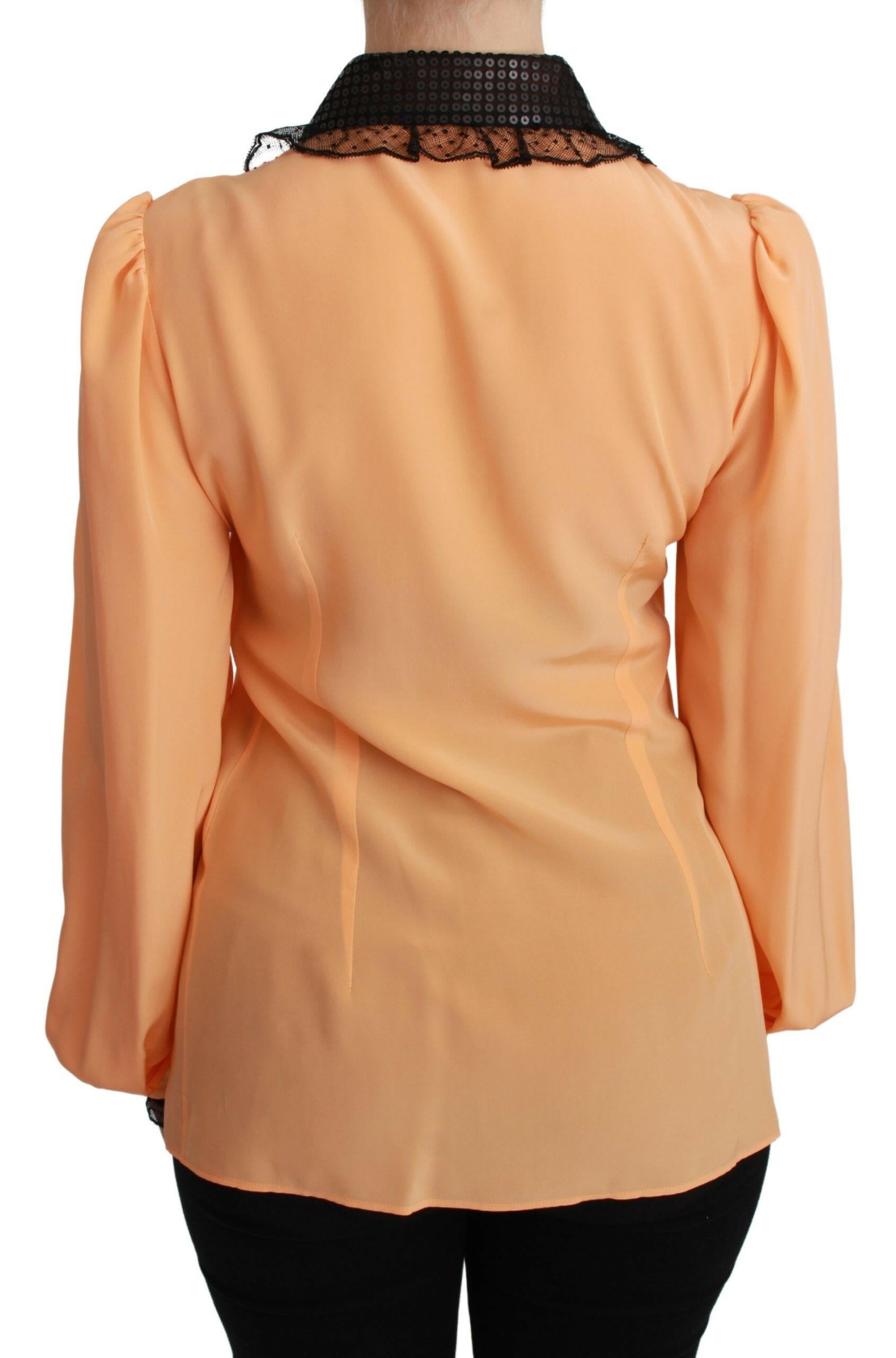 Dolce & Gabbana Yellow Silk Sequin Lace Blouse Shirt -   -  Dolce & Gabbana.