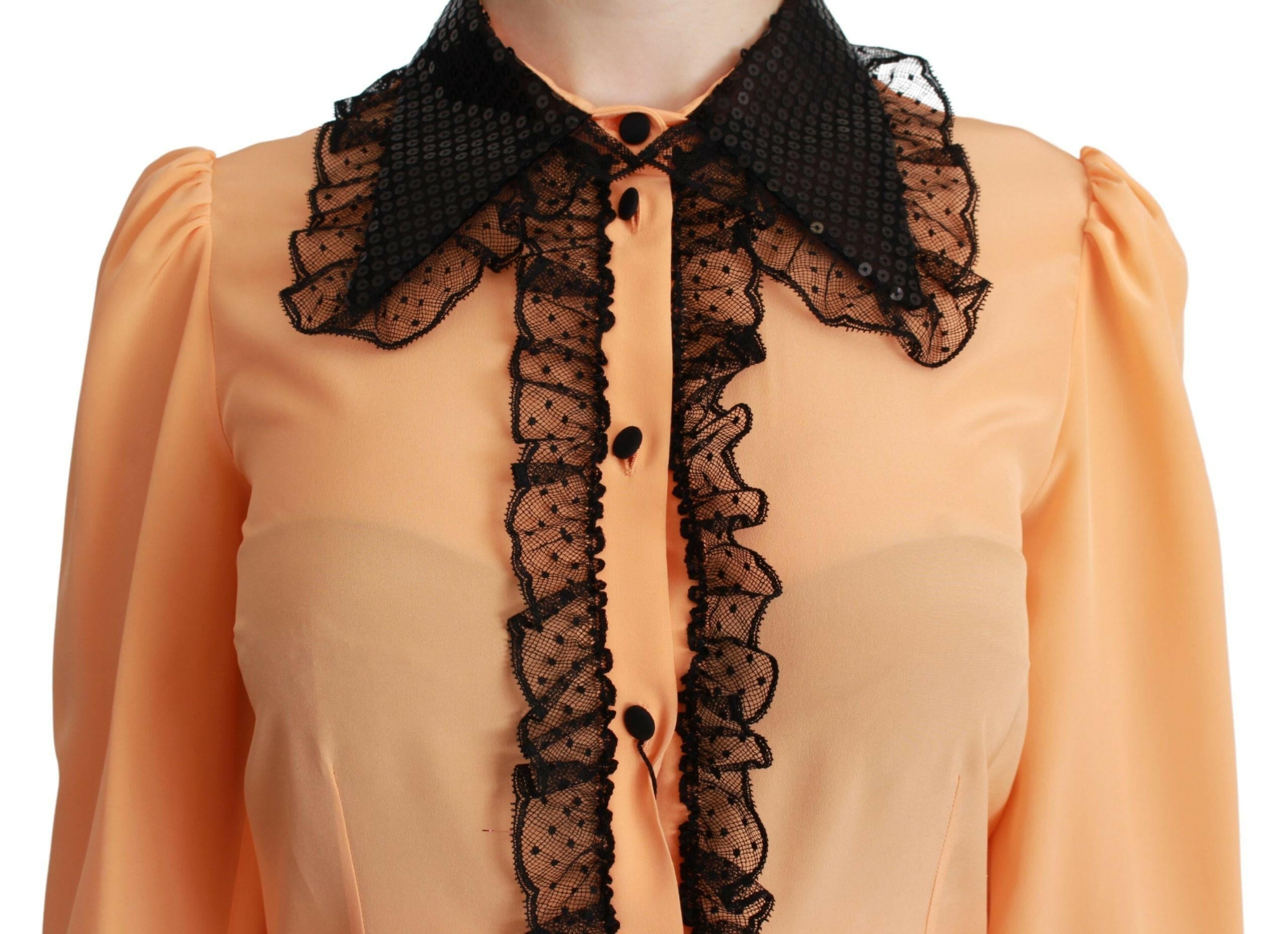 Dolce & Gabbana Yellow Silk Sequin Lace Blouse Shirt -   -  Dolce & Gabbana.