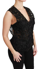 Dolce & Gabbana Black Floral Brocade Top Gilet Waistcoat -   -  Dolce & Gabbana.