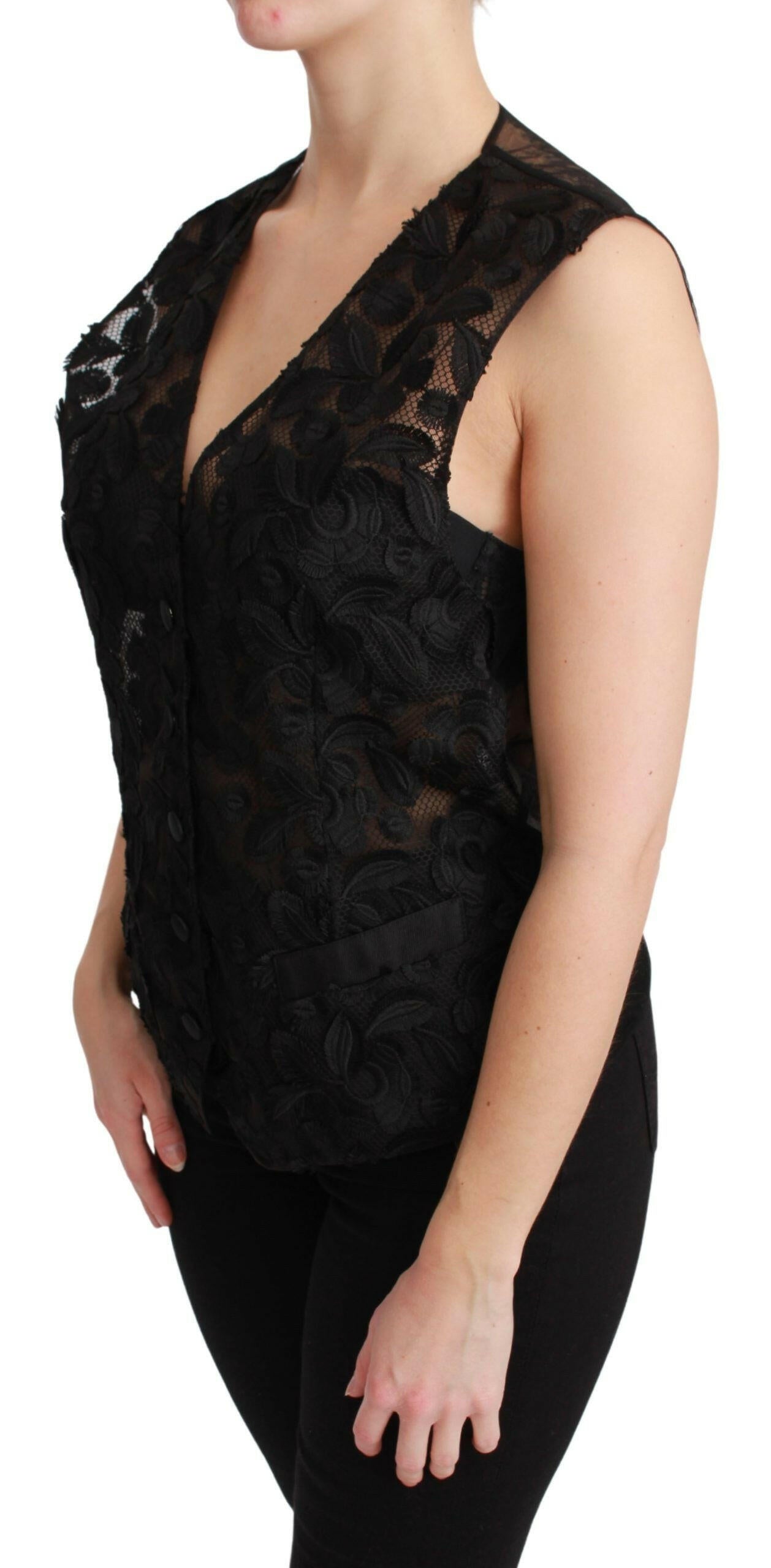 Dolce & Gabbana Black Floral Brocade Top Gilet Waistcoat -   -  Dolce & Gabbana.