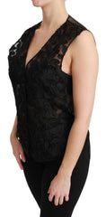 Dolce & Gabbana Black Floral Brocade Top Gilet Waistcoat -   -  Dolce & Gabbana.