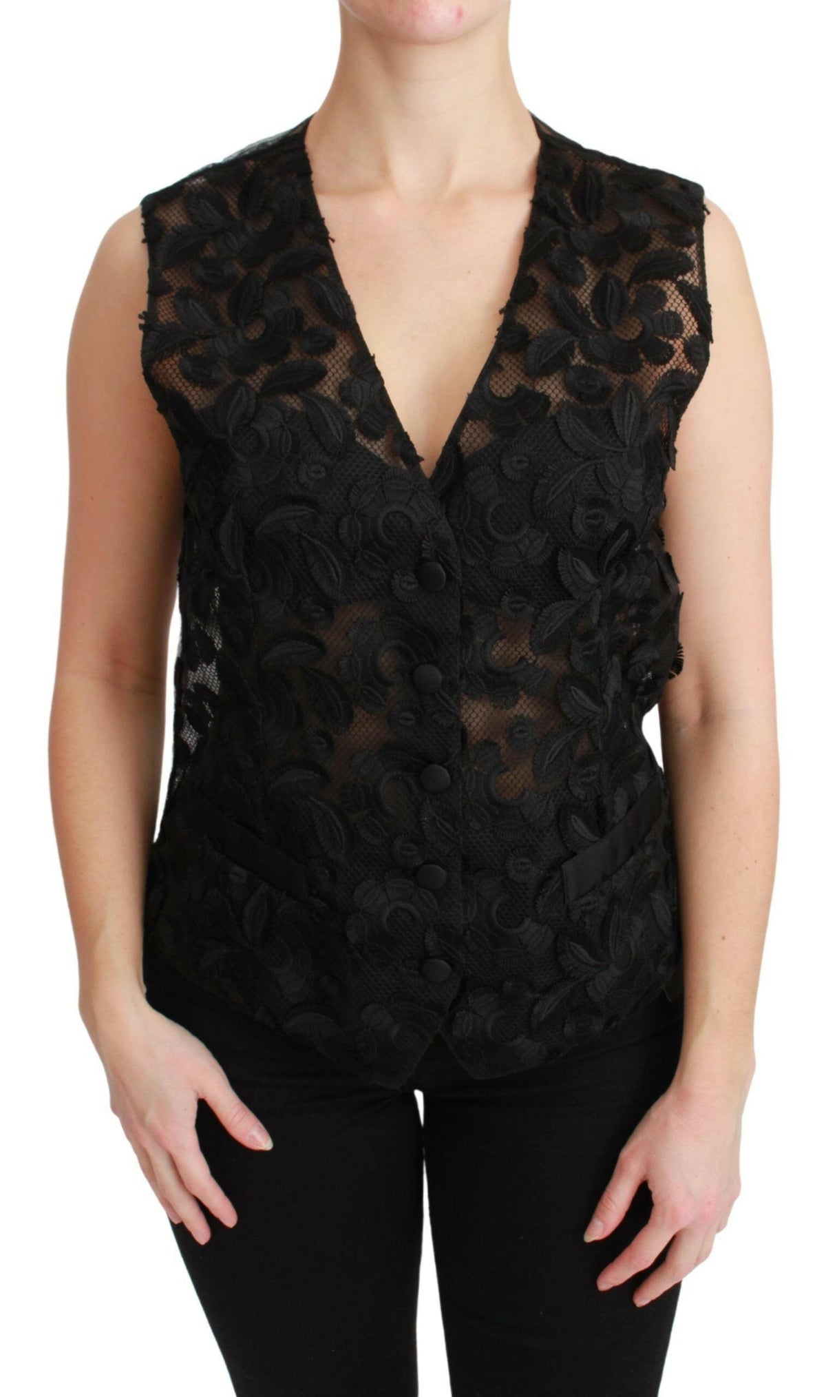 Dolce & Gabbana Black Floral Brocade Top Gilet Waistcoat -   -  Dolce & Gabbana.