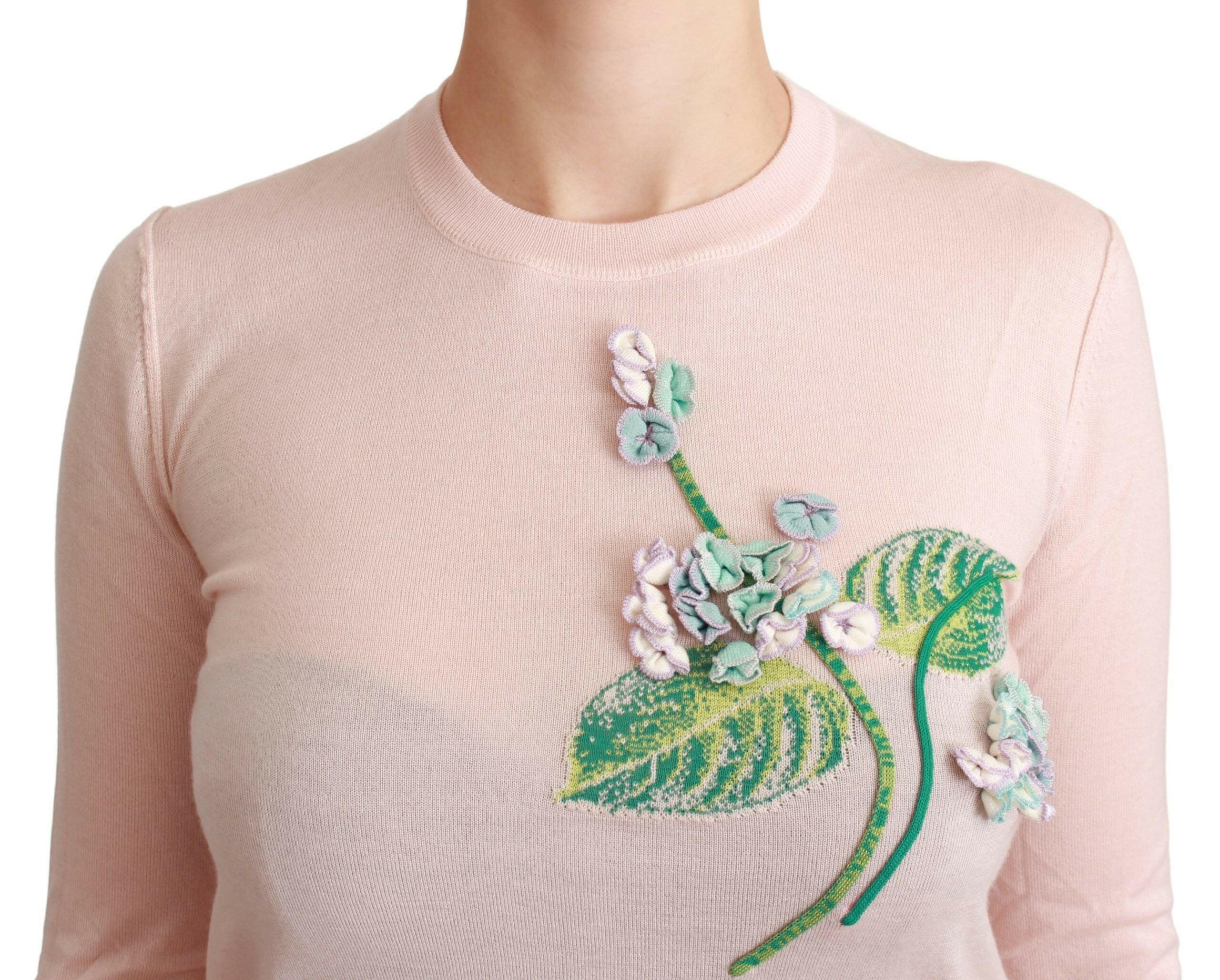 Dolce & Gabbana Pink Floral Silk Cashmere Pullover Sweater -   -  Dolce & Gabbana.
