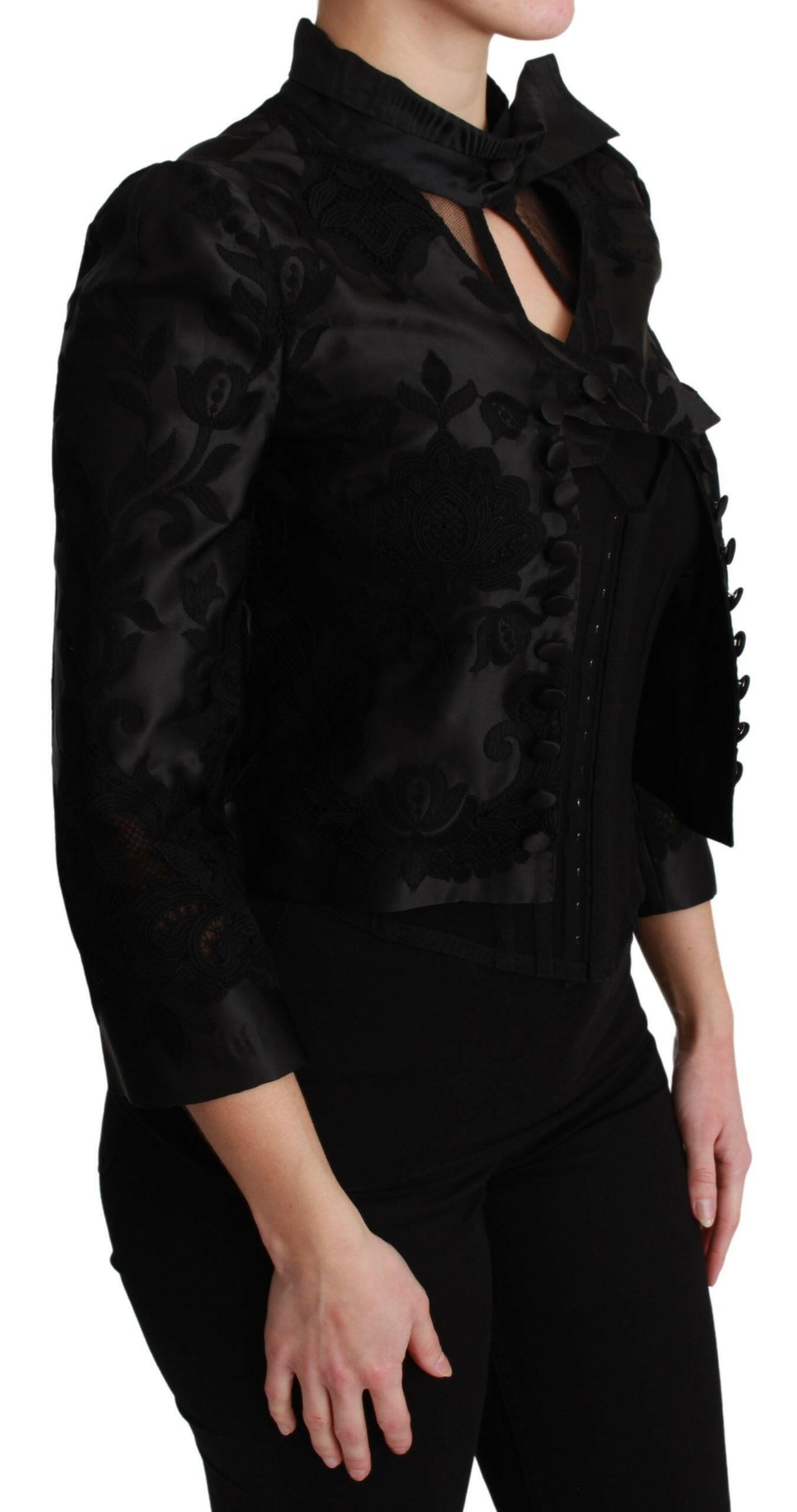 Dolce & Gabbana Black Floral Jacquard Blazer Silk Jacket -   -  Dolce & Gabbana.