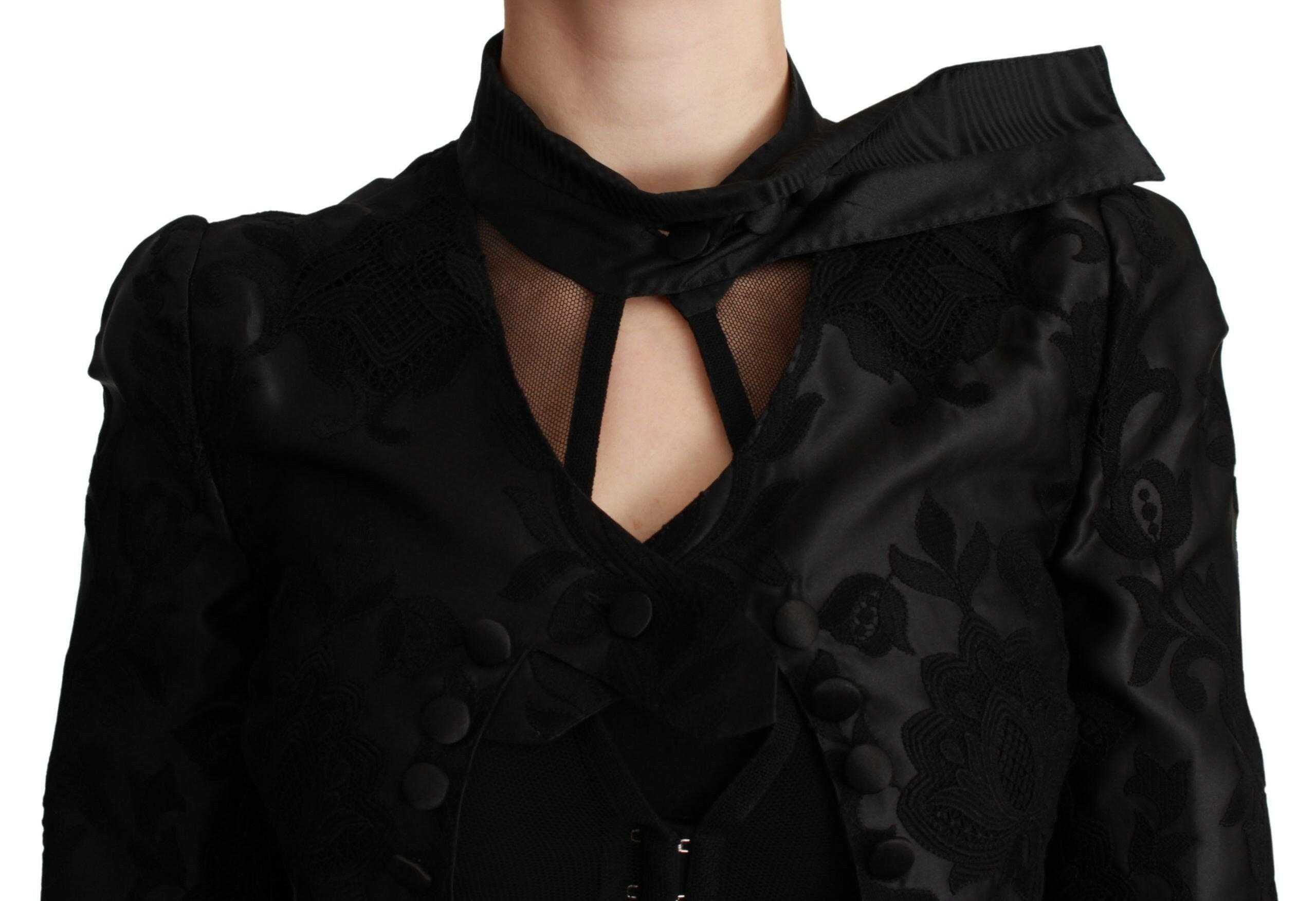 Dolce & Gabbana Black Floral Jacquard Blazer Silk Jacket -   -  Dolce & Gabbana.