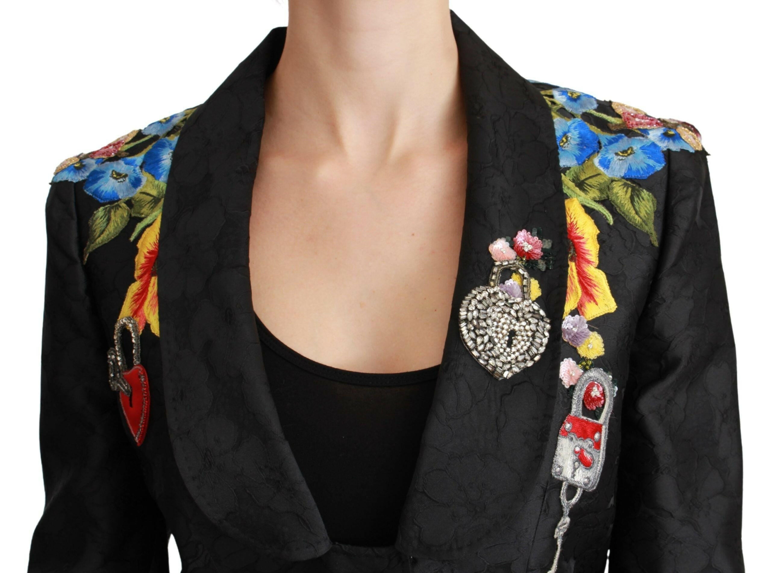 Dolce & Gabbana Black Brocade Crystal Blazer Jacket -   -  Dolce & Gabbana.
