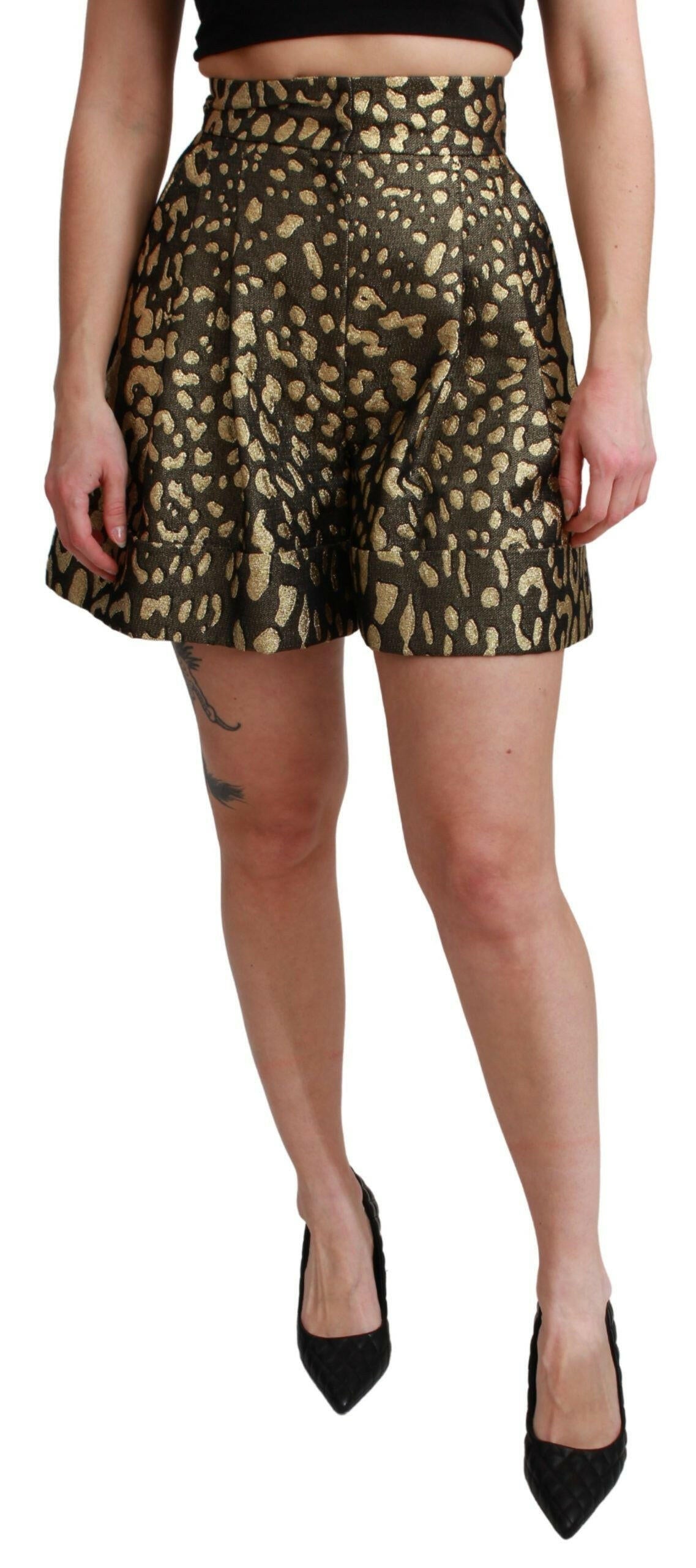 Dolce & Gabbana Black Gold High Waist Mini Cotton Shorts -   -  Dolce & Gabbana.