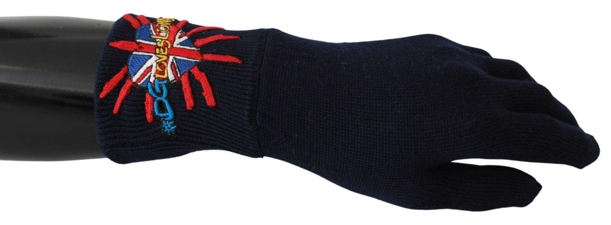 Dolce & Gabbana Blue #DGLovesLondon Embroidered Wool Gloves -   -  Dolce & Gabbana.