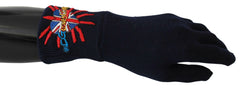 Dolce & Gabbana Blue #DGLovesLondon Embroidered Wool Gloves -   -  Dolce & Gabbana.