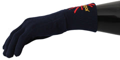 Dolce & Gabbana Blue #DGLovesLondon Embroidered Wool Gloves -   -  Dolce & Gabbana.