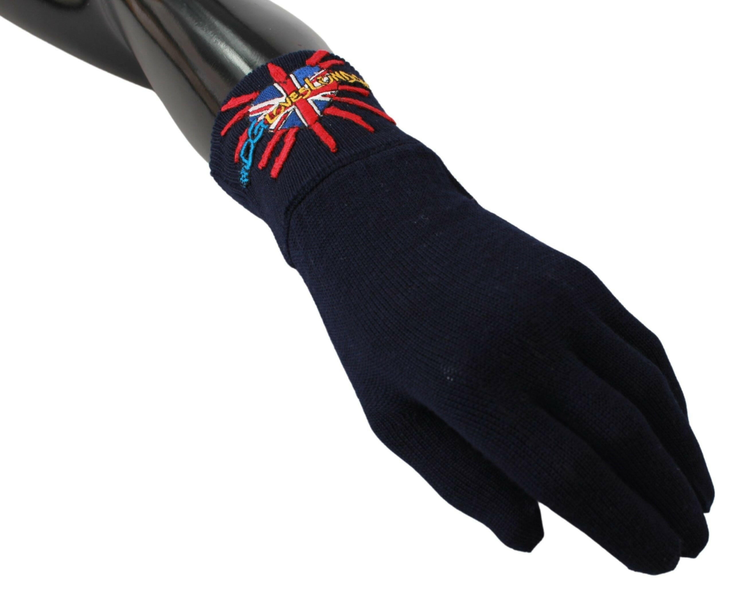 Dolce & Gabbana Blue #DGLovesLondon Embroidered Wool Gloves -   -  Dolce & Gabbana.