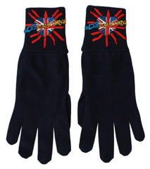 Dolce & Gabbana Blue #DGLovesLondon Embroidered Wool Gloves -   -  Dolce & Gabbana.