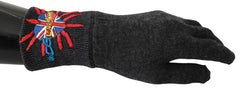 Dolce & Gabbana Gray #DGLovesLondon Embroidered Wool Gloves -   -  Dolce & Gabbana.