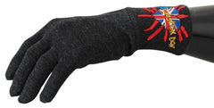 Dolce & Gabbana Gray #DGLovesLondon Embroidered Wool Gloves -   -  Dolce & Gabbana.