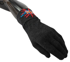 Dolce & Gabbana Gray #DGLovesLondon Embroidered Wool Gloves -   -  Dolce & Gabbana.