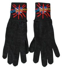 Dolce & Gabbana Gray #DGLovesLondon Embroidered Wool Gloves -   -  Dolce & Gabbana.