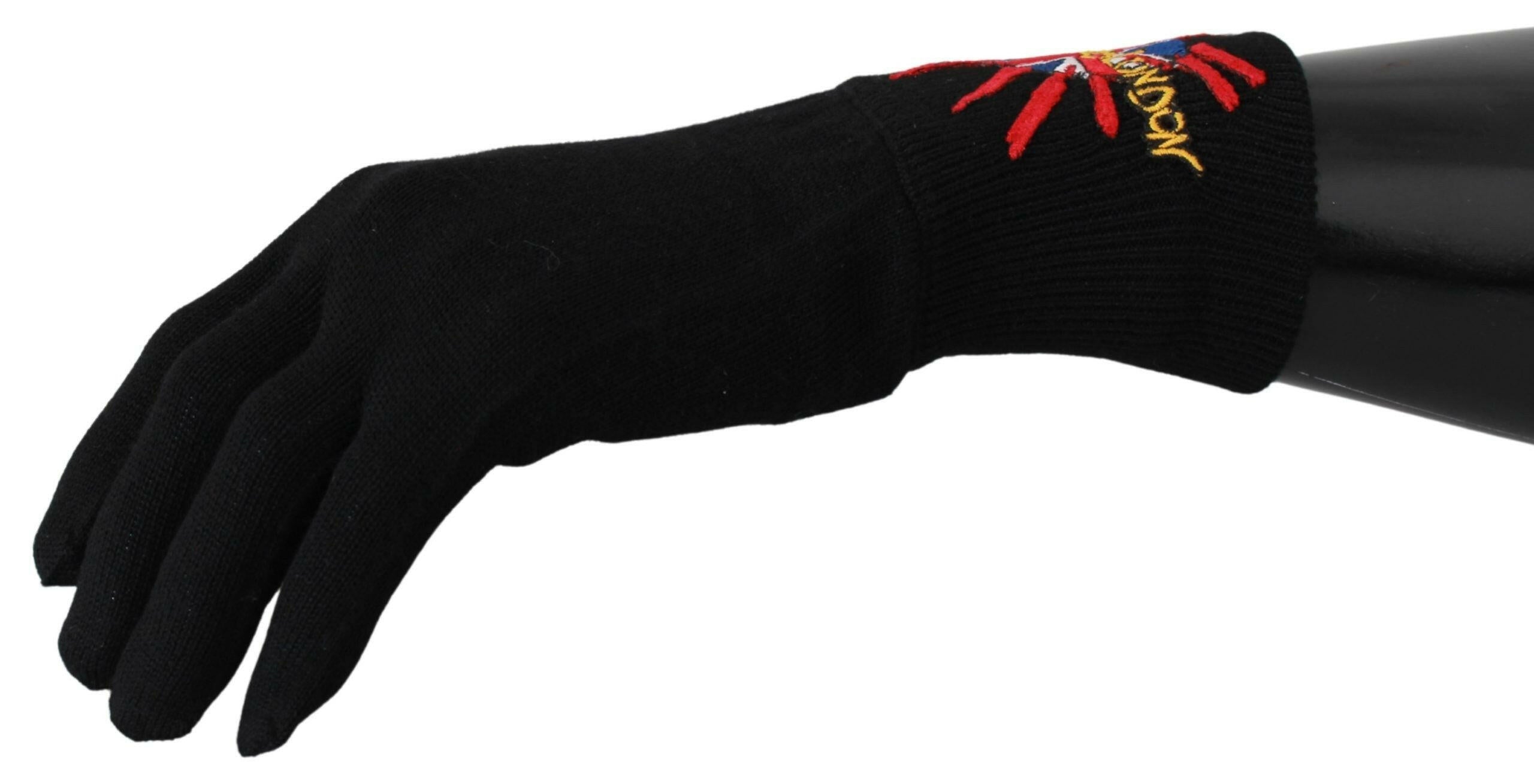 Dolce & Gabbana Black #DGLovesLondon Embroidered Wool Gloves -   -  Dolce & Gabbana.