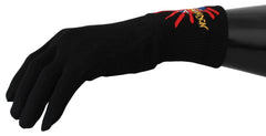 Dolce & Gabbana Black #DGLovesLondon Embroidered Wool Gloves -   -  Dolce & Gabbana.