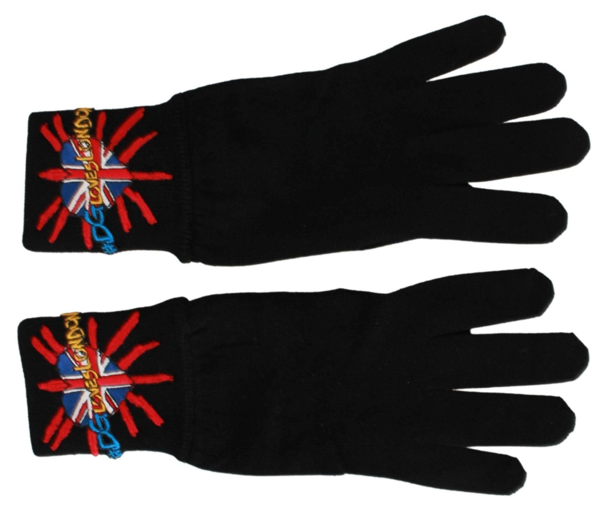 Dolce & Gabbana Black #DGLovesLondon Embroidered Wool Gloves -   -  Dolce & Gabbana.