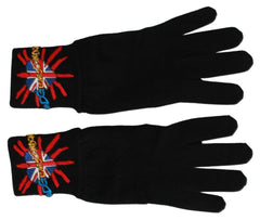 Dolce & Gabbana Black #DGLovesLondon Embroidered Wool Gloves -   -  Dolce & Gabbana.