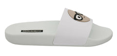 Dolce & Gabbana White Leather #dgfamily Slides Shoes Sandals -   -  Dolce & Gabbana.