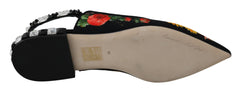 Dolce & Gabbana Black Floral Crystal Slingbacks Flats Shoes -   -  Dolce & Gabbana.