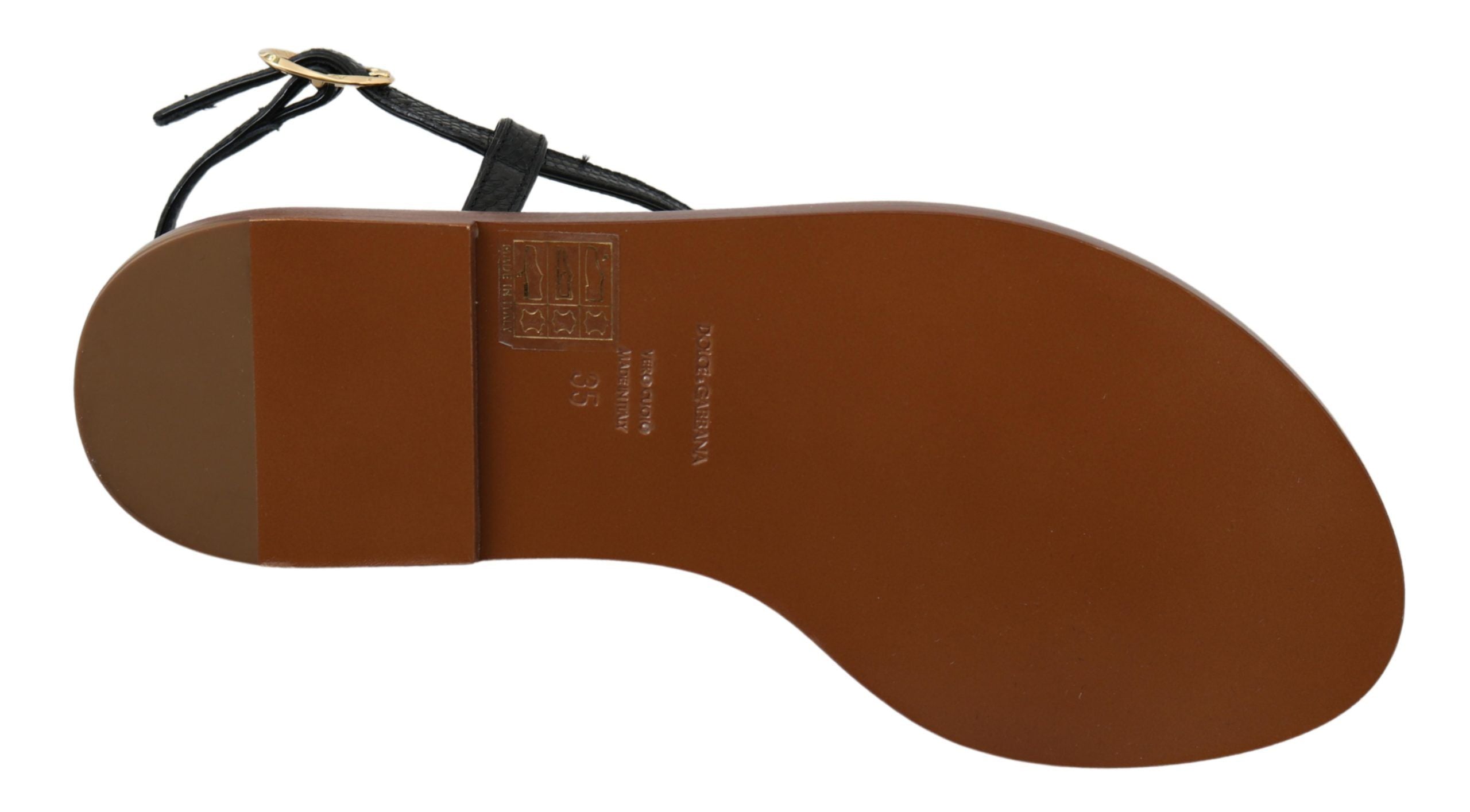 Dolce & Gabbana Black Leather Coins Flip Flops Sandals Shoes -   -  Dolce & Gabbana.