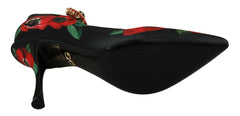 Dolce & Gabbana Black Red Floral Mary Janes Pumps Shoes -   -  Dolce & Gabbana.