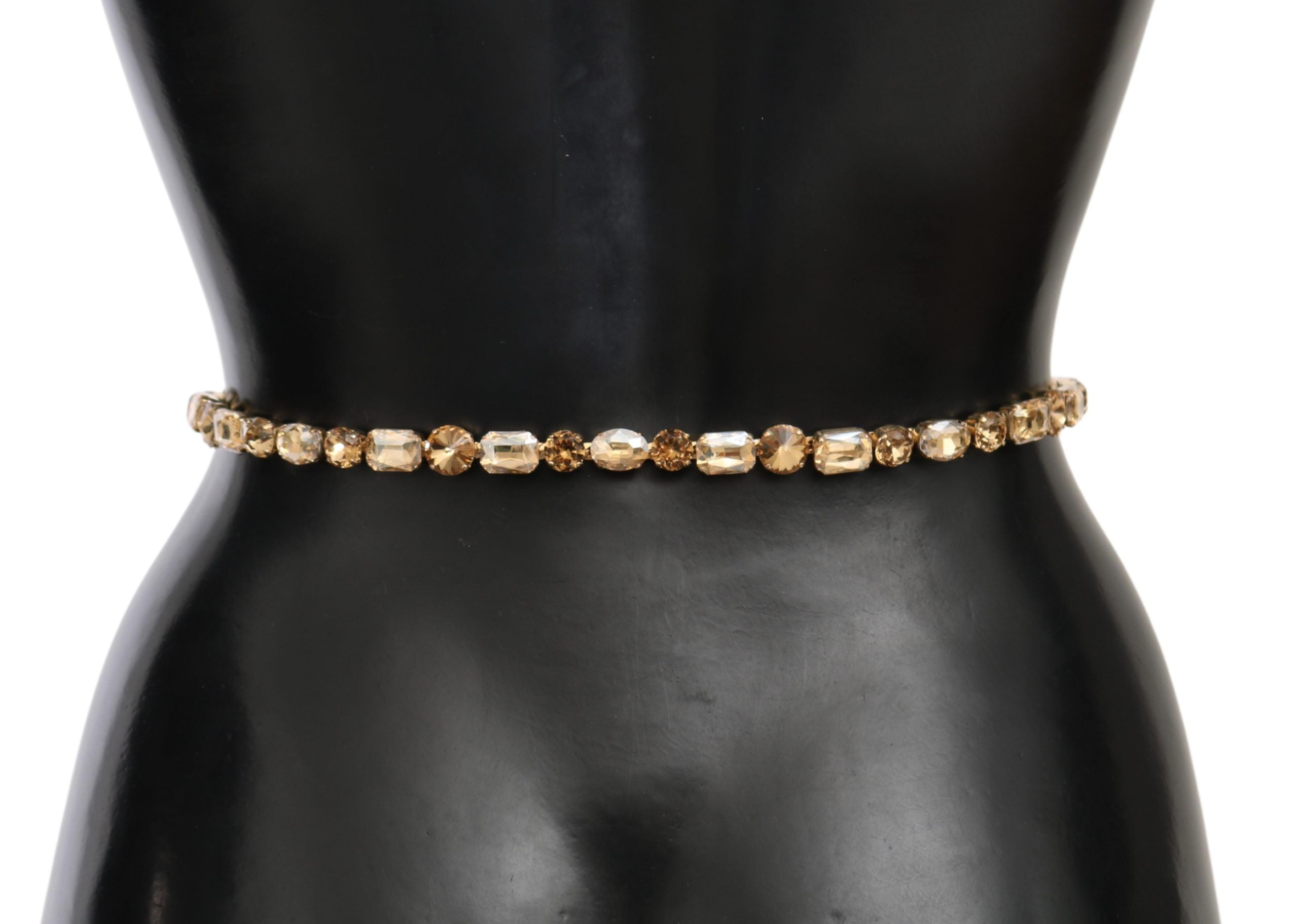 Dolce & Gabbana White Leather Crystals Waist Belt -   -  Dolce & Gabbana.