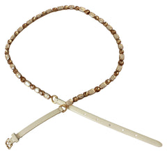 Dolce & Gabbana White Leather Crystals Waist Belt -   -  Dolce & Gabbana.