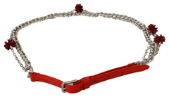 Dolce & Gabbana Red Leather Roses Floral Silver Waist Belt -   -  Dolce & Gabbana.