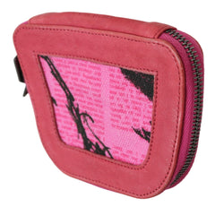PINKO Pink Suede Printed Coin Holder Women Fabric Zippered Purse -   -  PINKO.
