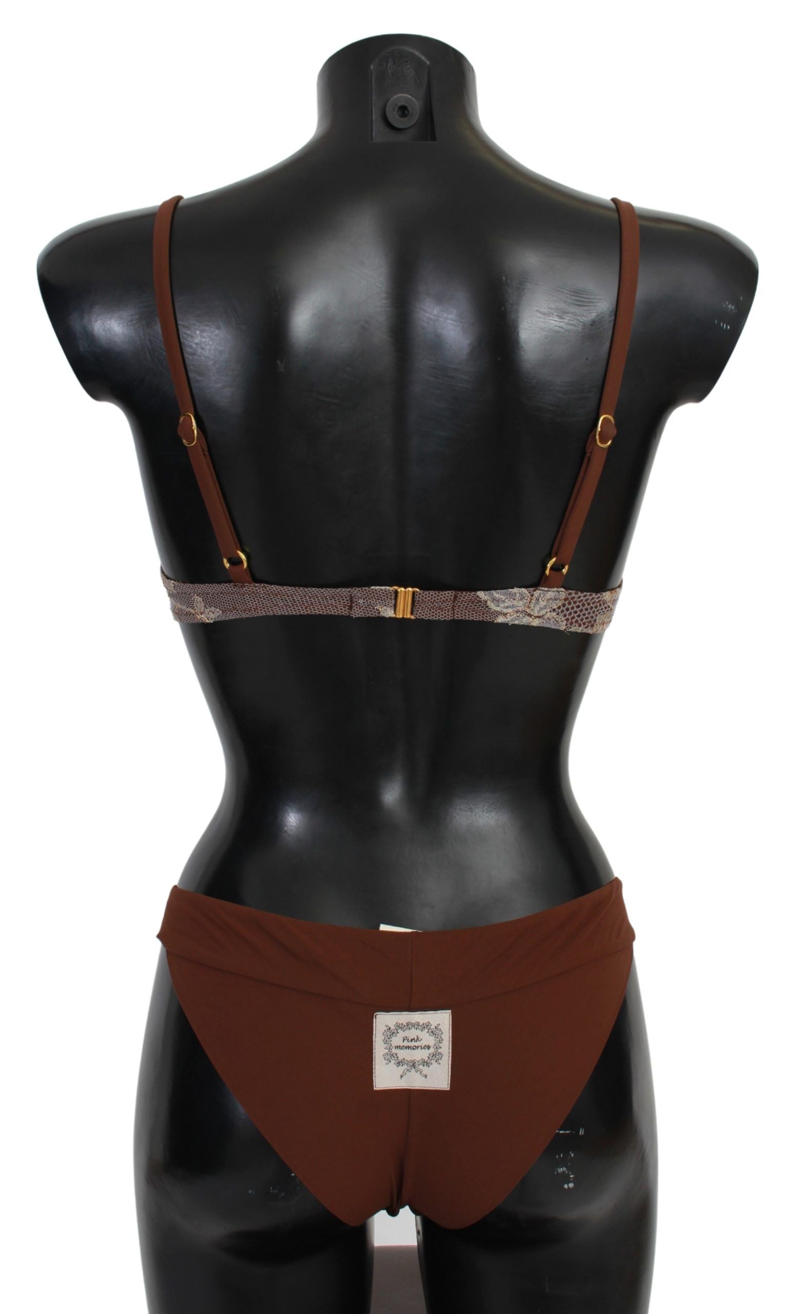 PINK MEMORIES Brown Lace Beachwear Two Piece Bikini Swimsuit -   -  PINK MEMORIES.