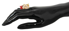 Dolce & Gabbana Gold Brass Resin Beige Dog Pet Branded Accessory Ring -   -  Dolce & Gabbana.