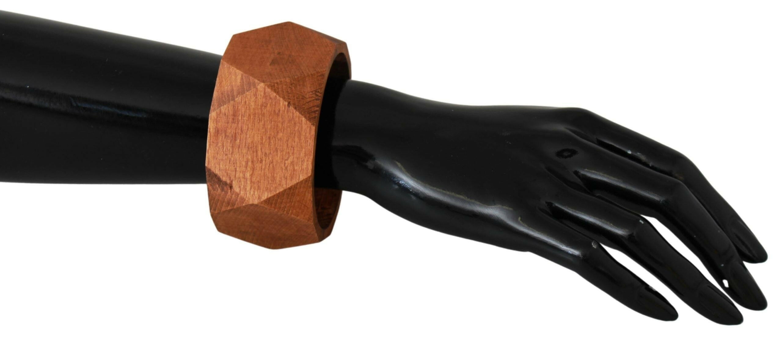 Costume National Brown Wooden Branded Bracelet -   -  Costume National.