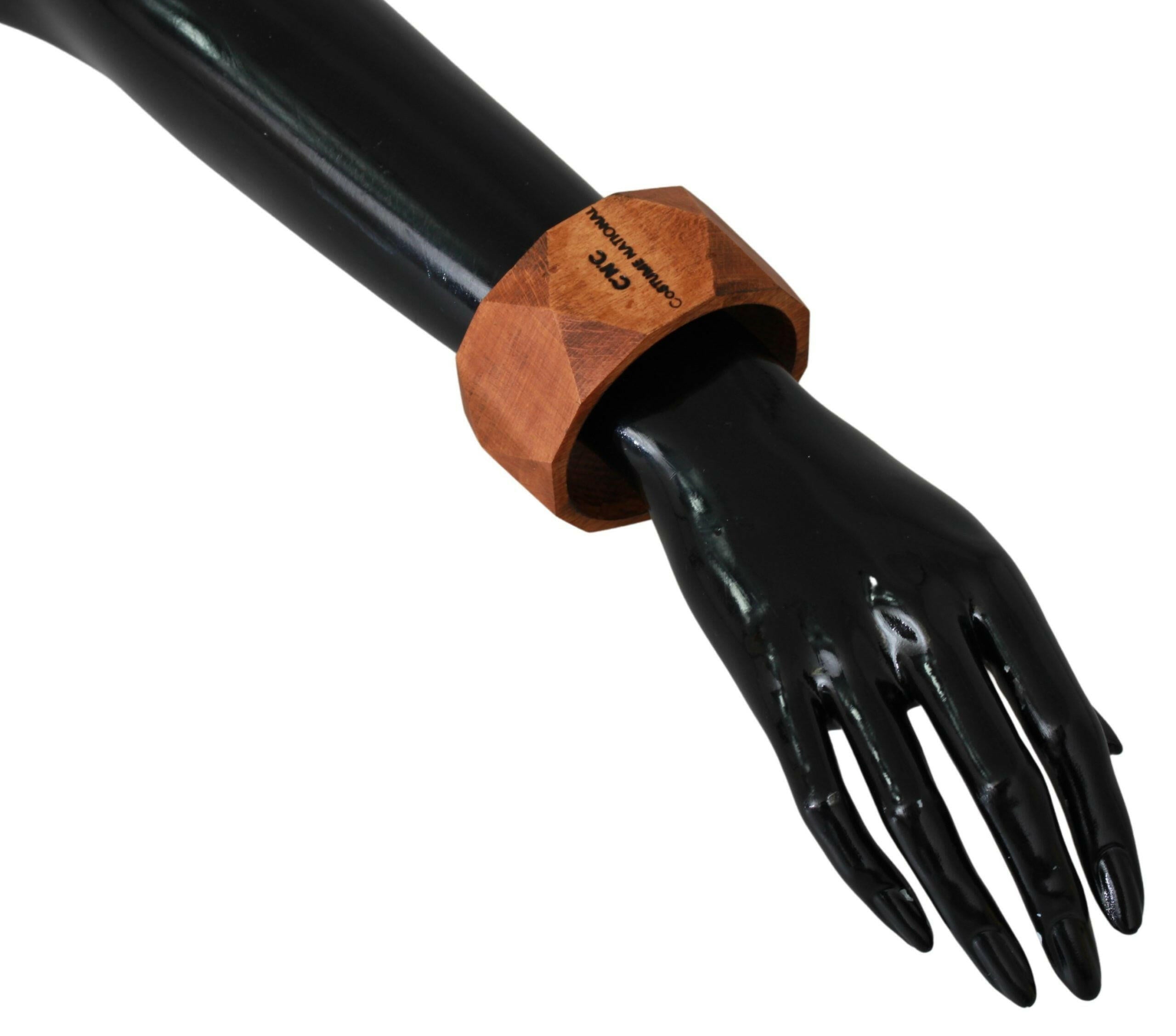 Costume National Brown Wooden Branded Bracelet -   -  Costume National.