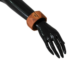 Costume National Brown Wooden Branded Bracelet -   -  Costume National.