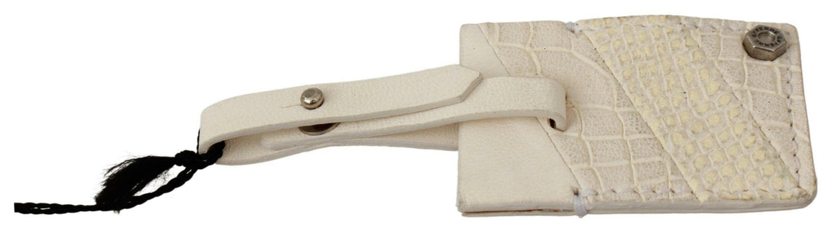 GF Ferre Beige Luggage Tag Branded Leather Patterned Keychain -  Men´s Keychains -  GF Ferre.