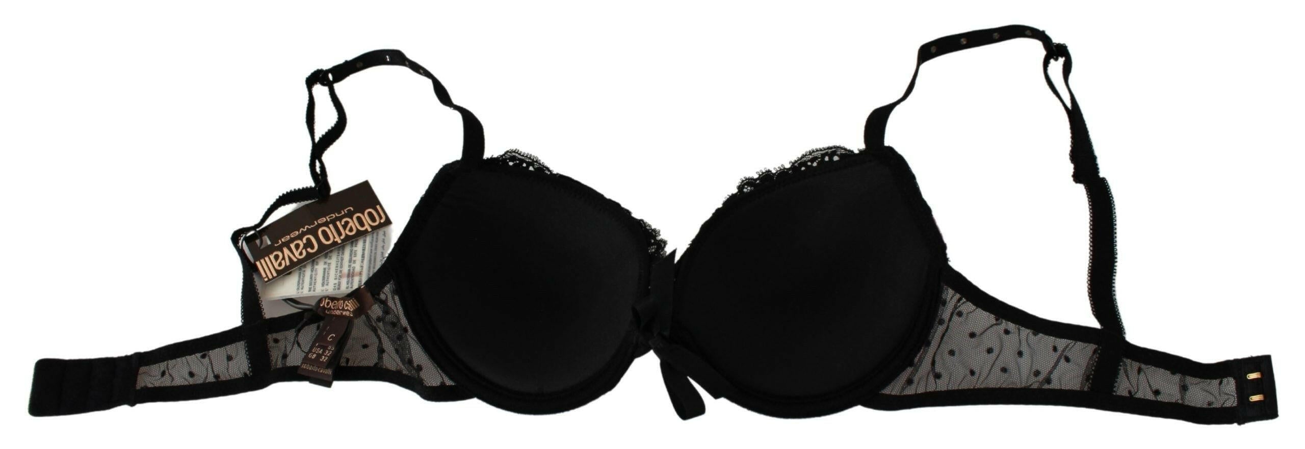Roberto Cavalli Black Pink Lace Push Up Bra Underwear -   -  Roberto Cavalli.