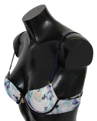 Roberto Cavalli Blue Printed Nylon Reggiseno Bra Underwear -   -  Roberto Cavalli.