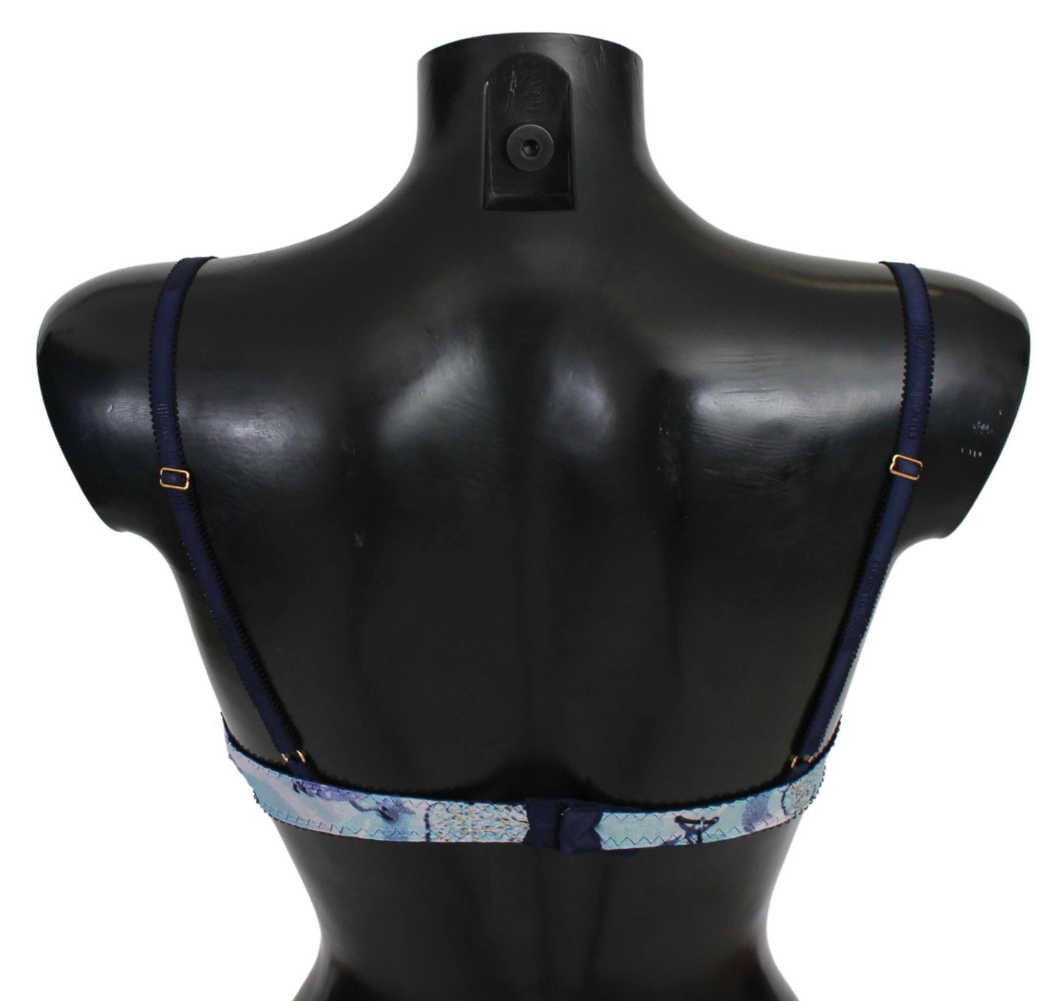 Roberto Cavalli Blue Printed Nylon Reggiseno Bra Underwear -   -  Roberto Cavalli.