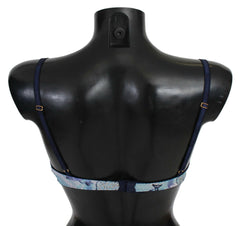 Roberto Cavalli Blue Printed Nylon Reggiseno Bra Underwear -   -  Roberto Cavalli.