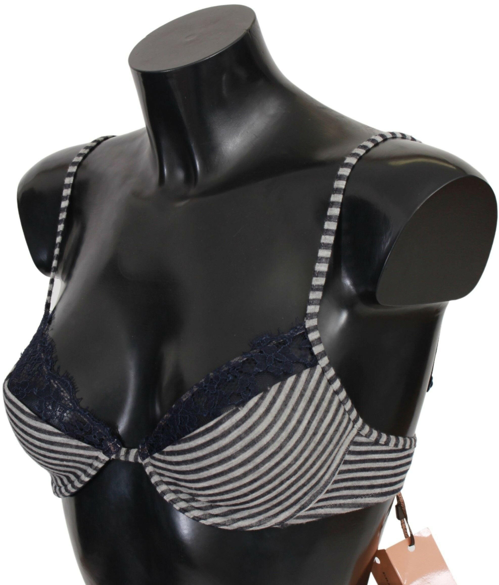 Ermanno Scervino Blue Stripes Lace Reggiseno Bra Underwear -   -  Ermanno Scervino.